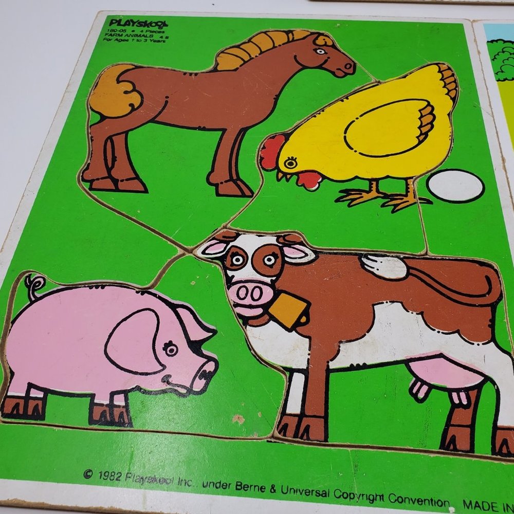 Playskool Wooden Puzzle Bundle, Flintstones, Raggedy Ann. and Farm Animals. - Picture 4 of 4